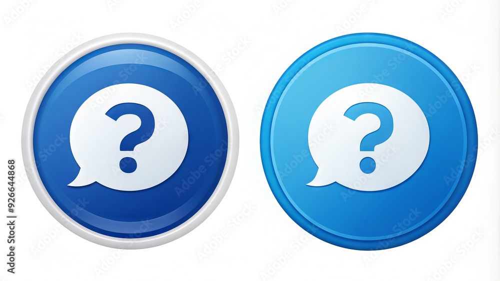 A stylized blue and white circular icon featuring a question mark and a chat bubble, symbolizing inquiries and online customer support services. A stylized blue and white circular icon featuring a question mark and a chat bubble, symbolizing inquiries and online customer support services.
