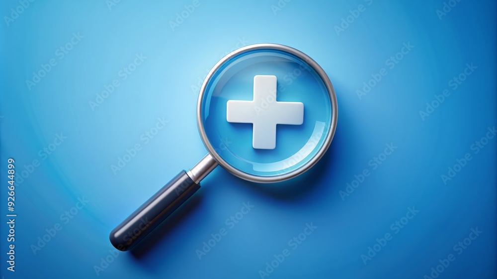 A stylized blue diagnostic icon with a white medical cross and magnifying glass, symbolizing medical examination, analysis, and healthcare on a clean background. A stylized blue diagnostic icon with a white medical cross and magnifying glass, symbolizing medical examination, analysis, and healthcare on a clean background.