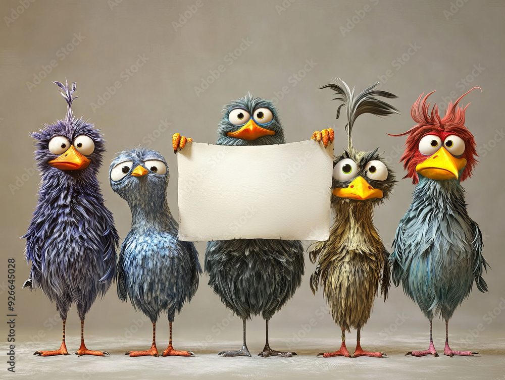 Cartoon birds with blank banner Cartoon birds with blank banner