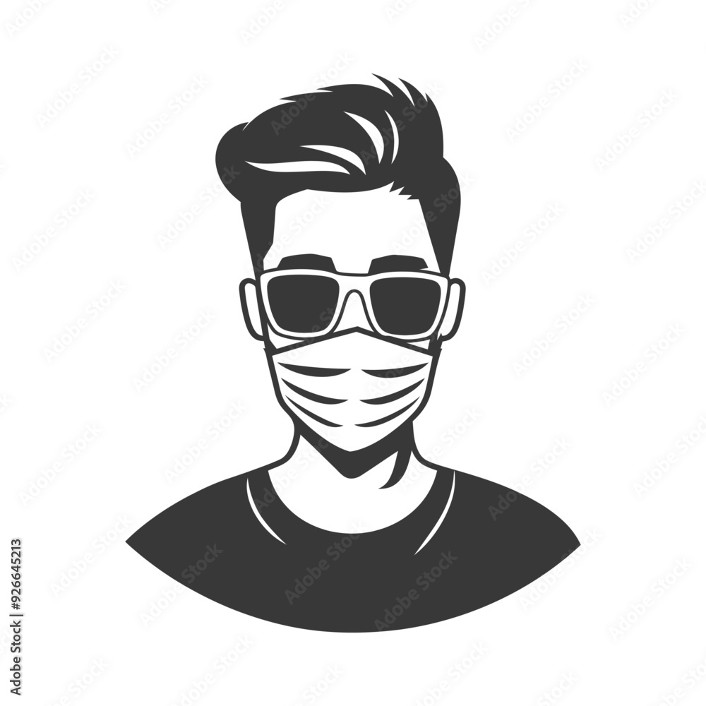 Silhouette of a Man Wearing Sunglasses and a Face Mask Silhouette of a Man Wearing Sunglasses and a Face Mask
