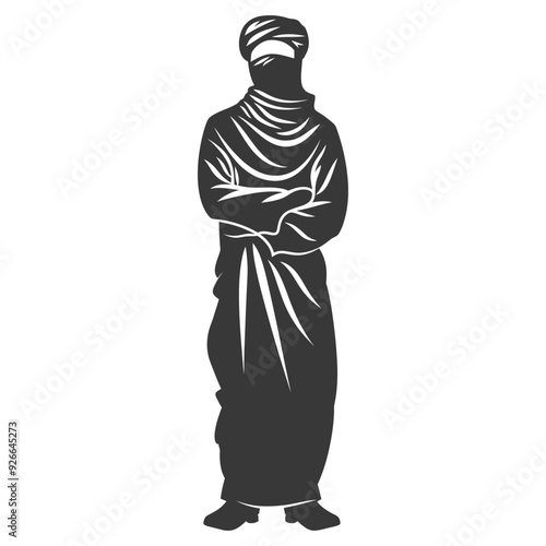 Silhouette of a Man Wearing a Turban and a Long Robe