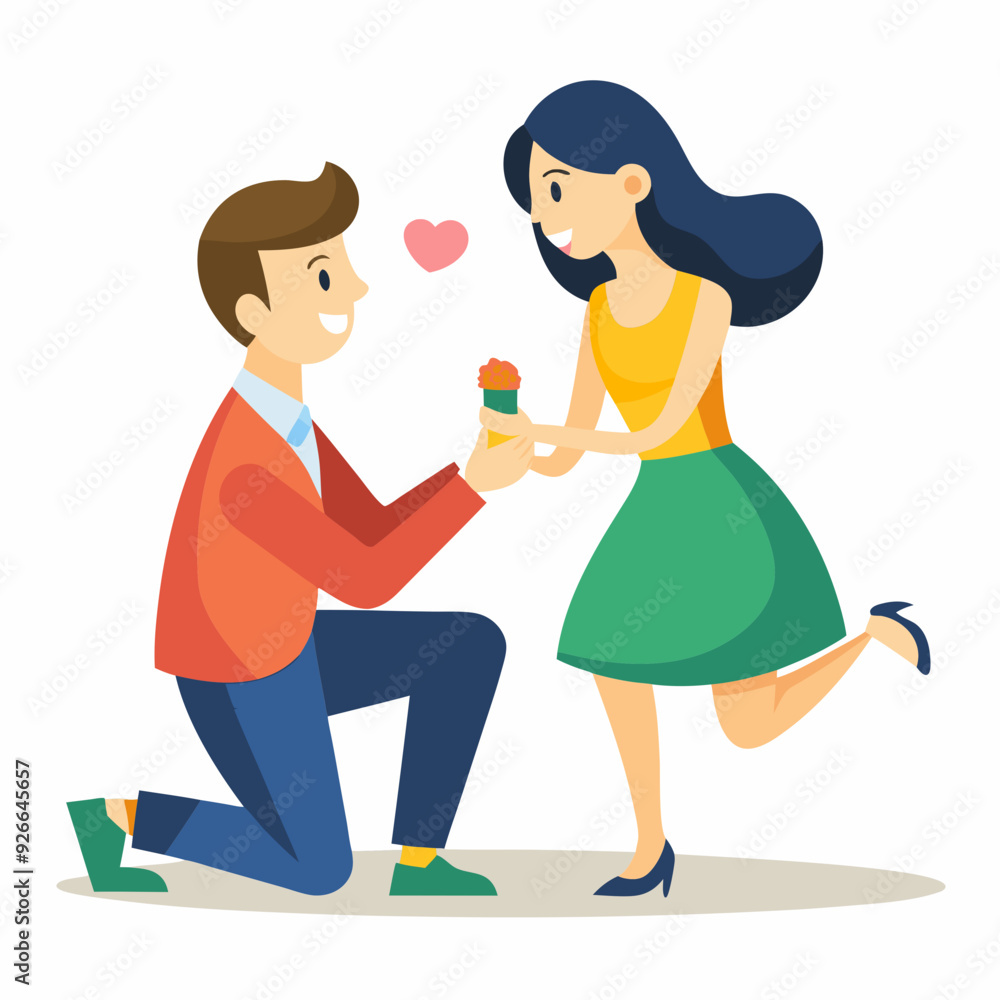 Boyfriend propose to her sweet girlfriend art vector illustration Boyfriend propose to her sweet girlfriend art vector illustration