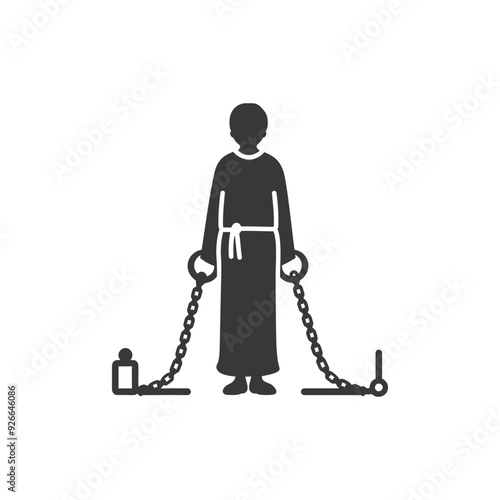 Silhouette of a Person in a Robe Chained to Weights