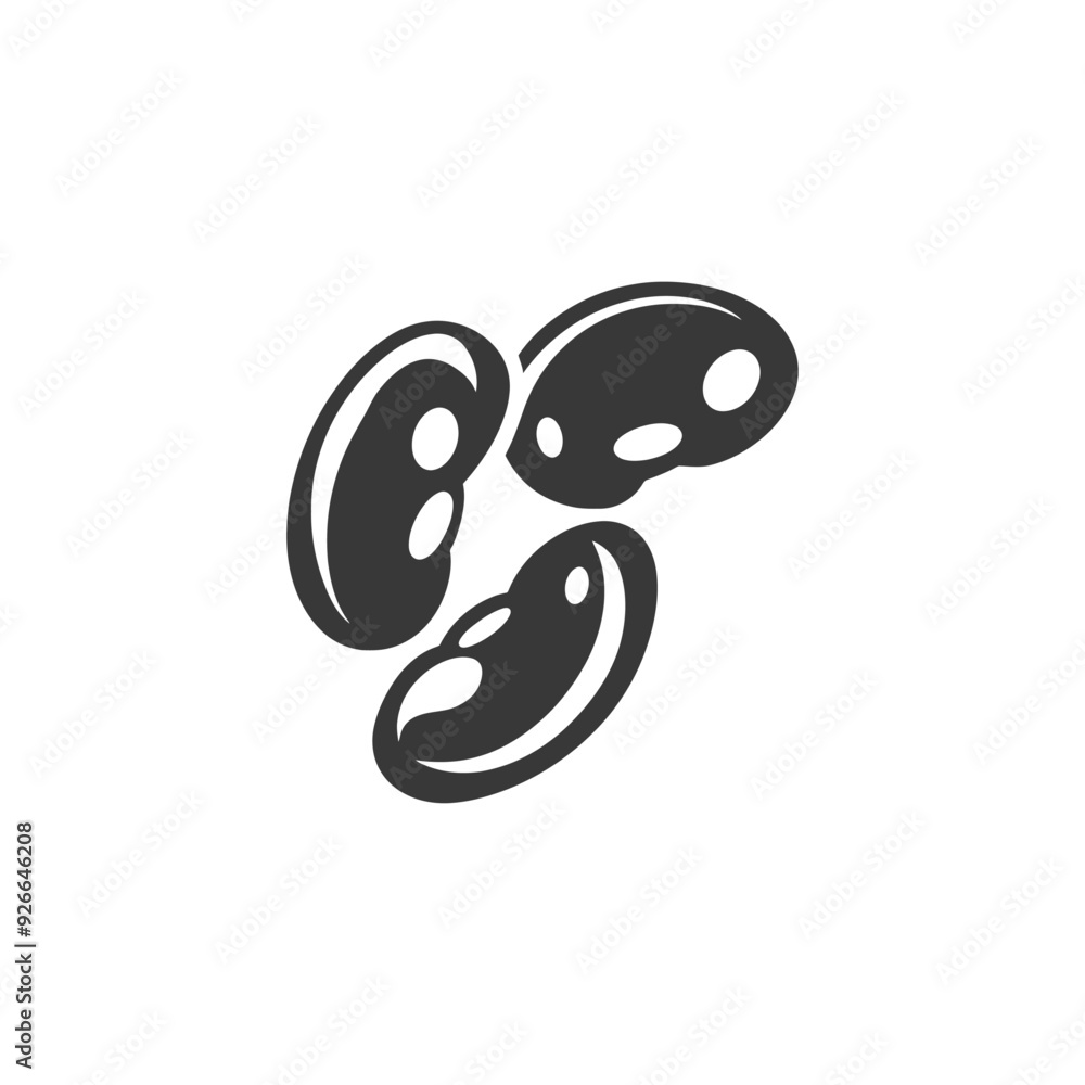 Three Black and White Bean Shapes Three Black and White Bean Shapes
