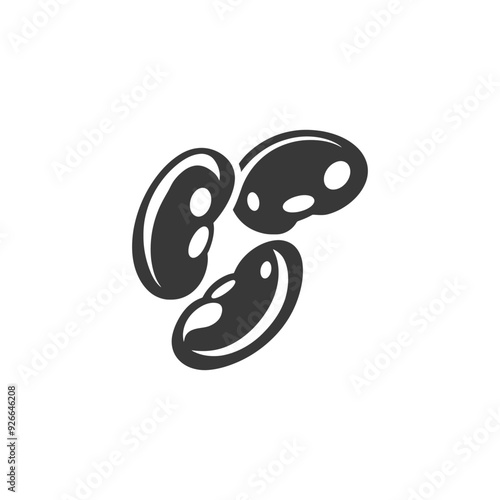 Three Black and White Bean Shapes