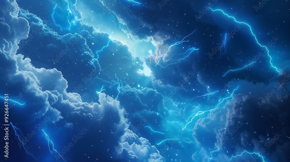 Blue comic background with lightning bolts and clouds, ideal for a superhero theme. Blue comic background with lightning bolts and clouds, ideal for a superhero theme.