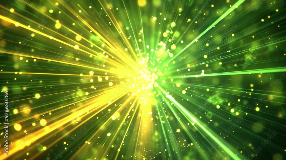 Comic background with green and yellow rays, creating an explosive atmosphere. Comic background with green and yellow rays, creating an explosive atmosphere.