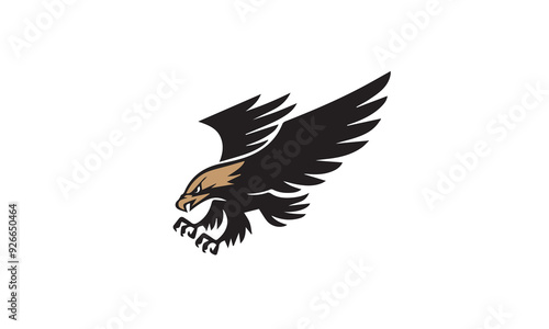 A Vector illustration fly style eagle logo design, Premi 
dynamic eagle mascot emblem logo featuring the noble spirit of the sky, captured in ultra-high definition to symbolize courage and excellence photo