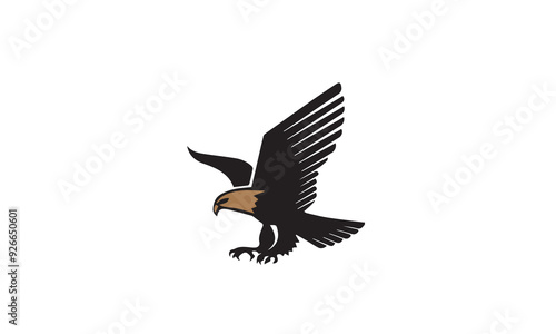 A Vector illustration fly style eagle logo design, Premi 
dynamic eagle mascot emblem logo featuring the noble spirit of the sky, captured in ultra-high definition to symbolize courage and excellence photo