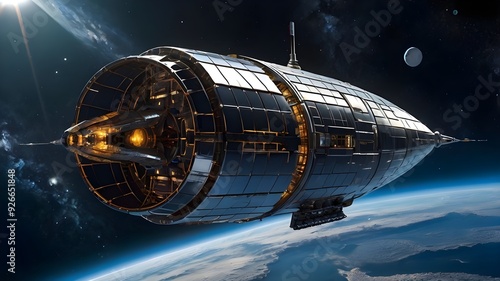 Wallpaper Mural A rocket and spaceship soaring in space Torontodigital.ca