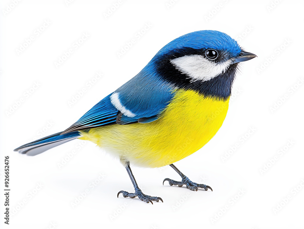 Obraz premium Beautiful Blue Tit Bird Isolated On White Background. 