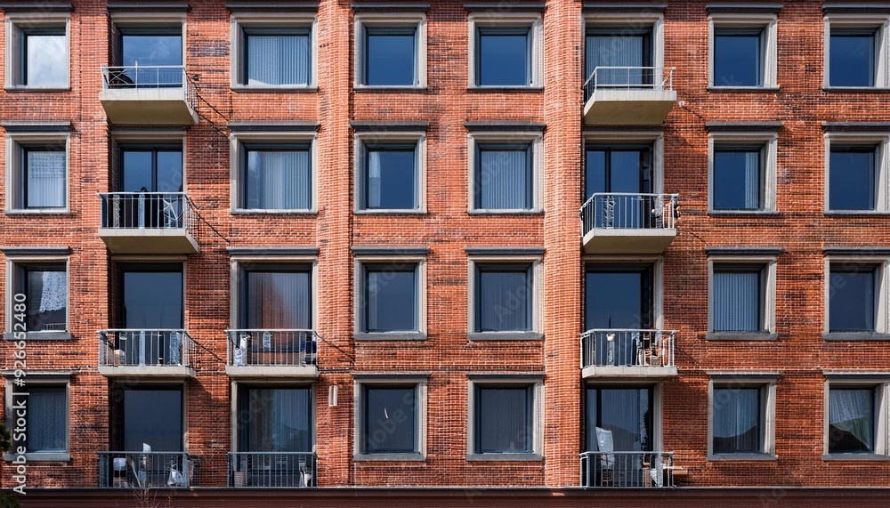 3D Model of a Brick Building with Multiple Balconies 3D Model of a Brick Building with Multiple Balconies