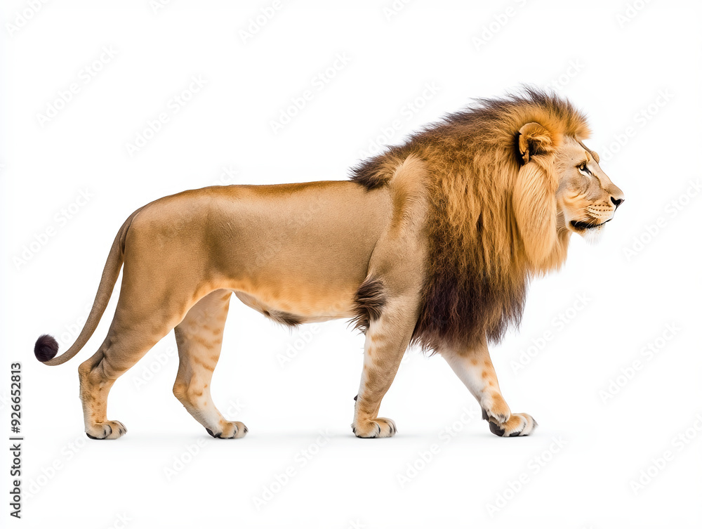 Obraz premium Side View Of A Full-body Lion Walking, Isolated On A White Background