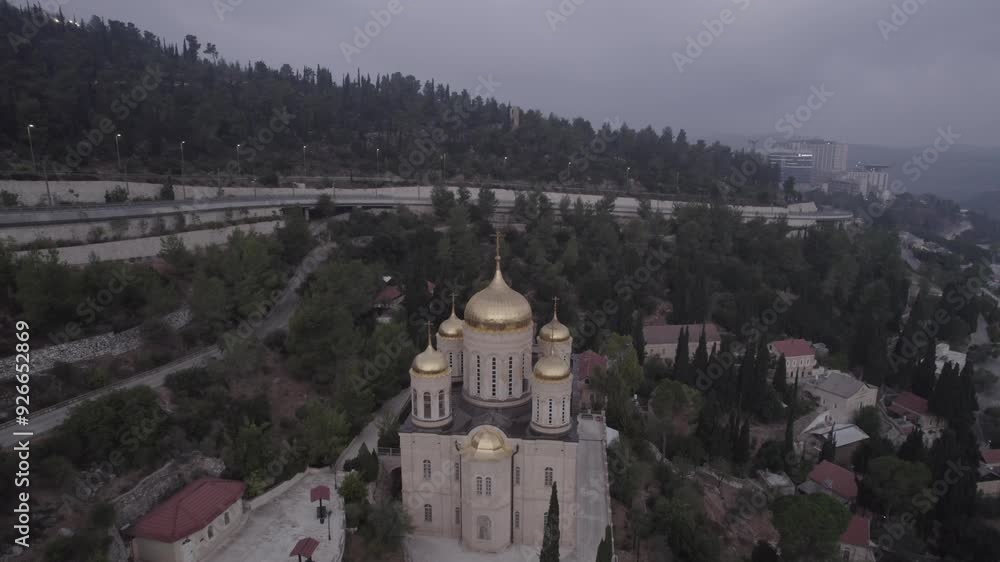Aerial view of the Russian Orthodox Church in Ein Karem, Jerusalem Aerial view of the Russian Orthodox Church in Ein Karem, Jerusalem