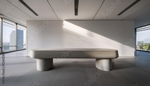 Wallpaper Mural Modern Concrete Bench in Minimalist Gallery Interior Torontodigital.ca