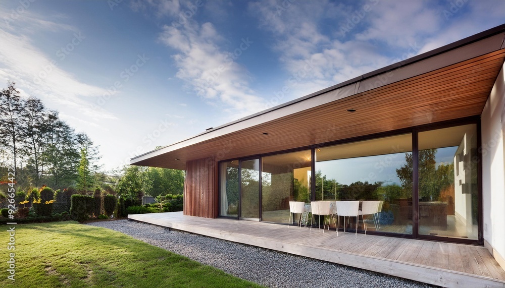 Modern House with Large Windows and a Patio Modern House with Large Windows and a Patio