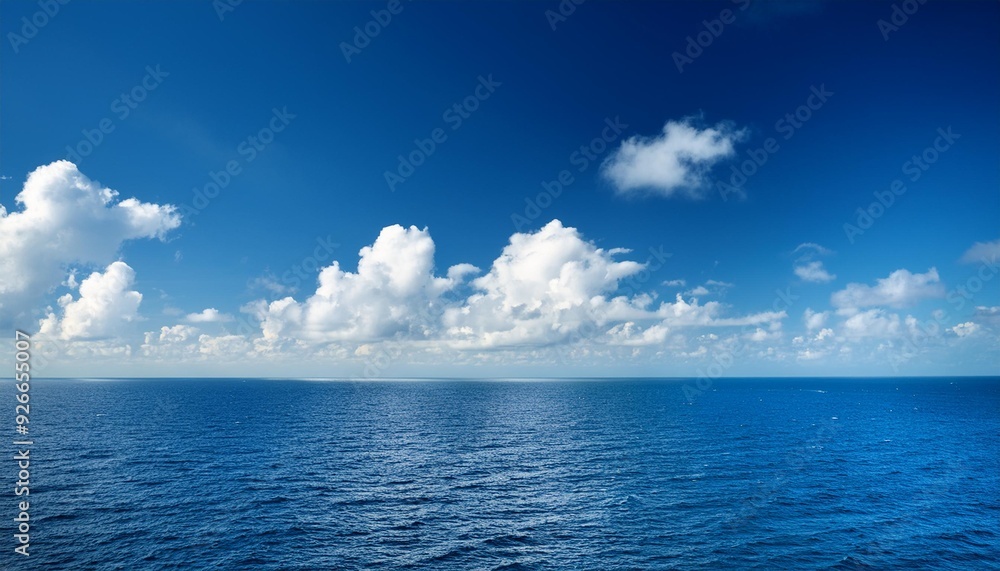 Fototapeta premium Blue Sky with White Clouds Over the Ocean