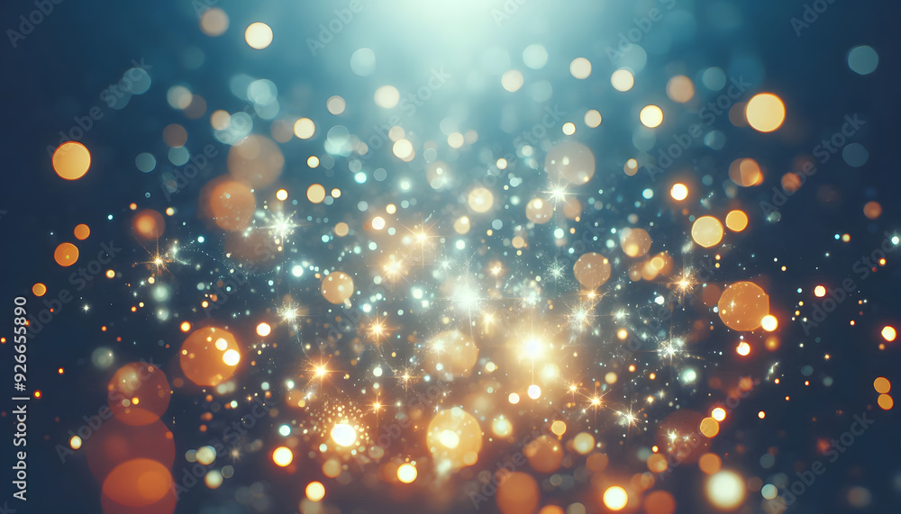 Celestial Sparkle: A mesmerizing expanse of shimmering bokeh, bursting with golden and blue hues, evokes the ethereal beauty of a starry night sky or a magical celebration. Celestial Sparkle: A mesmerizing expanse of shimmering bokeh, bursting with golden and blue hues, evokes the ethereal beauty of a starry night sky or a magical celebration.