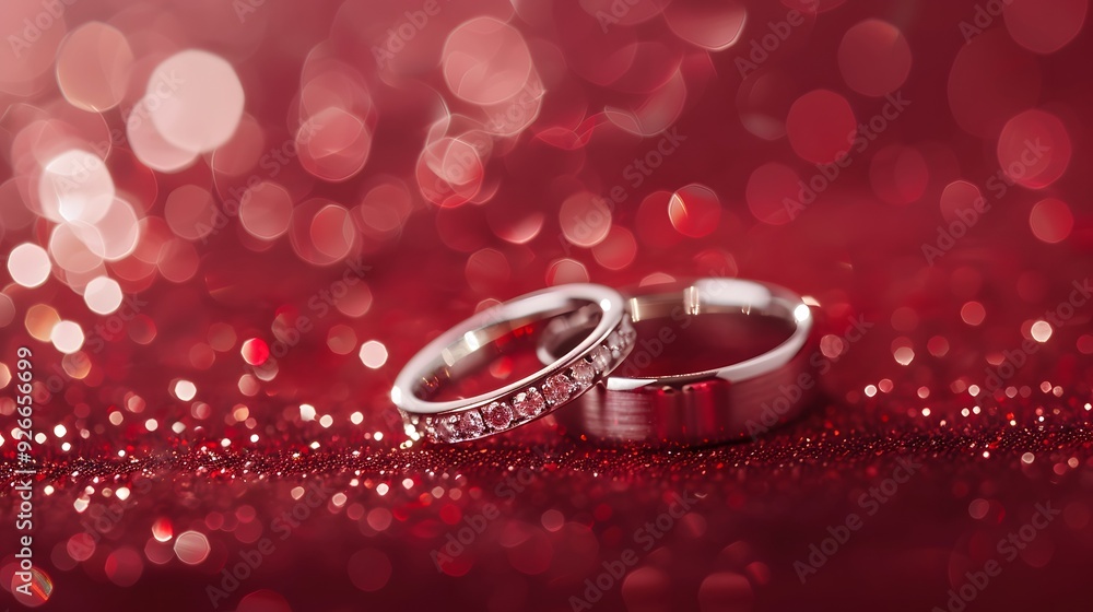 wedding rings on a red background wedding rings on a red background
