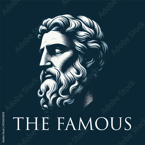 Vector illustration silhouette of ancient Greek philosopher figurehead statue sculpture