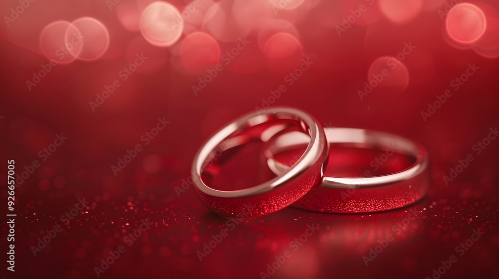 wedding rings on a red background wedding rings on a red background