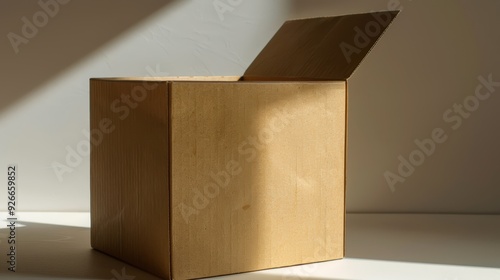 Open Cardboard Box with Shadow