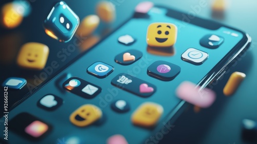 Digital Confusion: Phone Screen Flooded with Rebranding Notifications on Social Media App, Confused Emojis Scattered Around