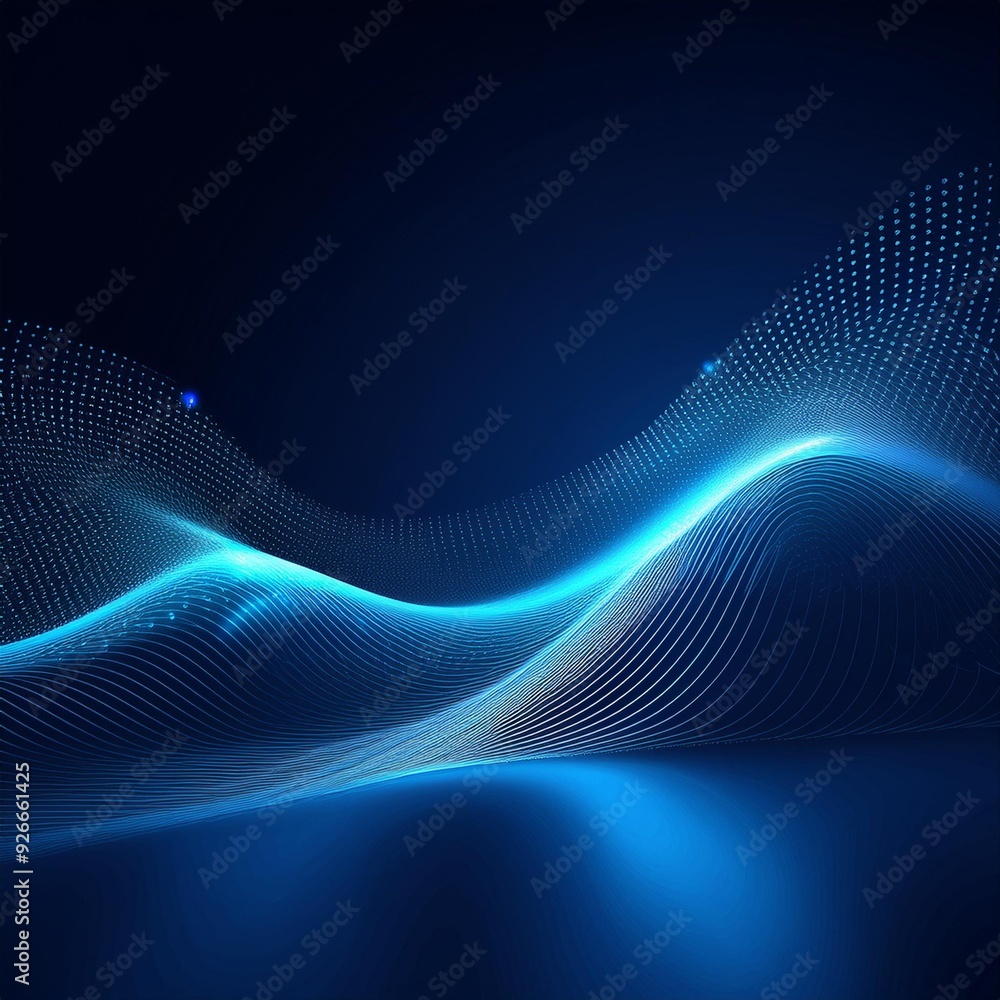 Blue dots wave on dark background for technology concepts and business presentations Blue dots wave on dark background for technology concepts and business presentations