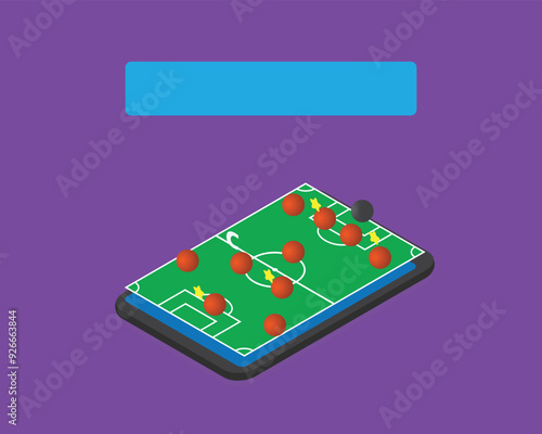 A vector of football formation on smartphone for football prediction game.