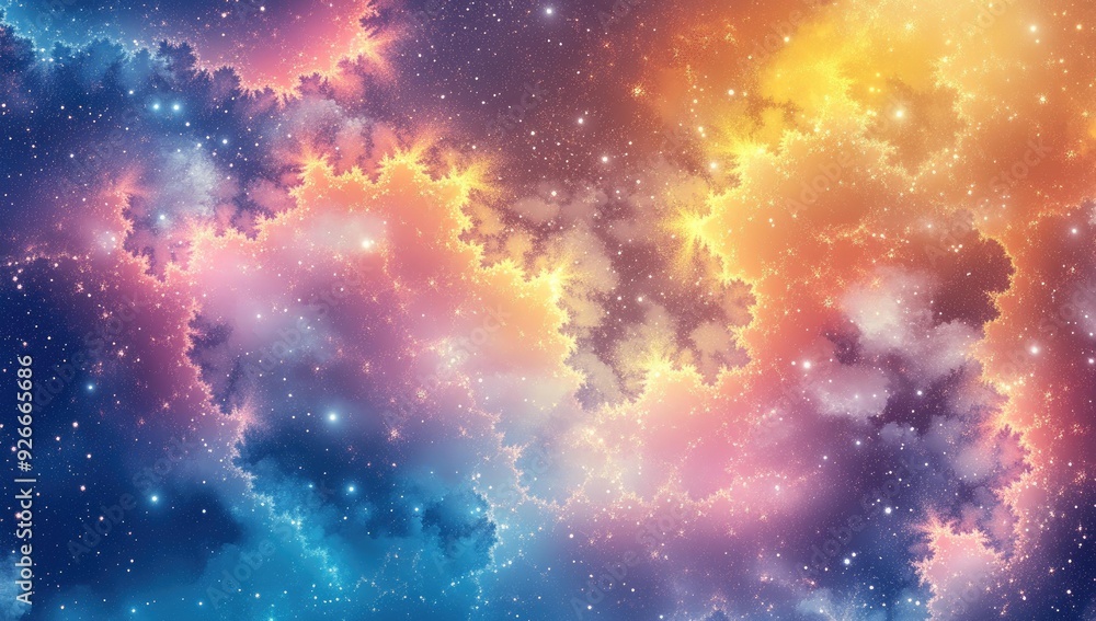 Naklejka premium A starry night sky with colorful nebulae.