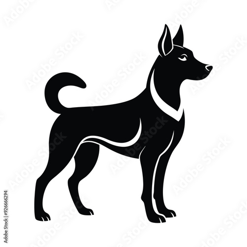 dog silhouette vector illustration, black and white