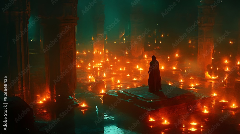 A Solitary Figure in a Mystical Temple A Solitary Figure in a Mystical Temple