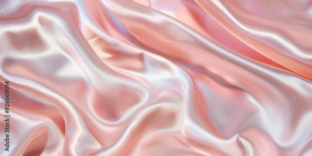 Fototapeta premium A close-up view of soft, flowing silk fabric in delicate pastel shades, showcasing its luxurious texture and elegance.