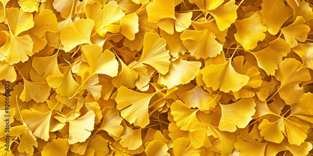 A close-up view of vibrant yellow ginkgo leaves, creating a stunning natural pattern perfect for seasonal or botanical themes. A close-up view of vibrant yellow ginkgo leaves, creating a stunning natural pattern perfect for seasonal or botanical themes.