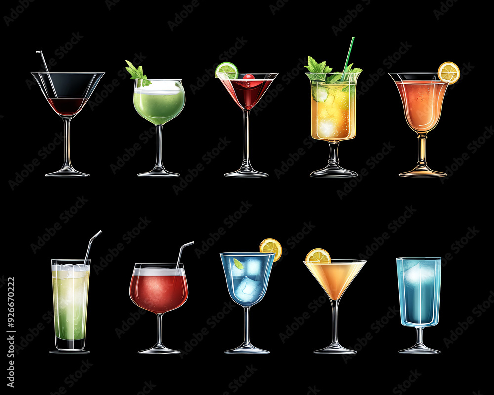 Colorful Cocktails Set Colorful Cocktails Set