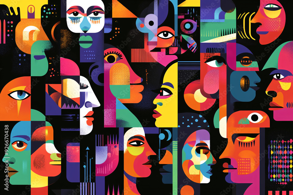 Abstract Geometric Faces Collage. Abstract Geometric Faces Collage.