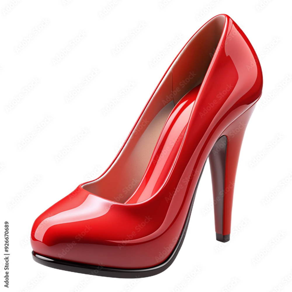 Glossy red high heels with a stiletto design, isolated on a white background Glossy red high heels with a stiletto design, isolated on a white background