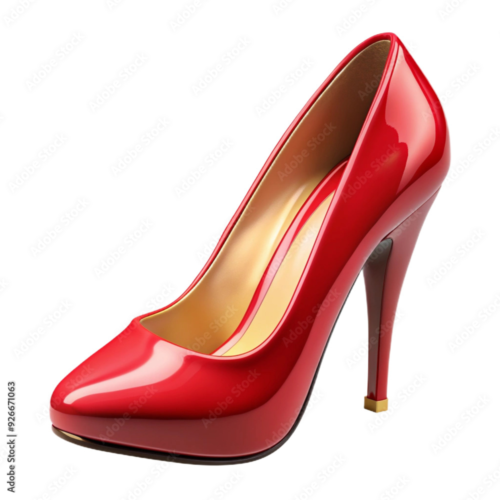 Glossy red high heels with a stiletto design, isolated on a white background Glossy red high heels with a stiletto design, isolated on a white background