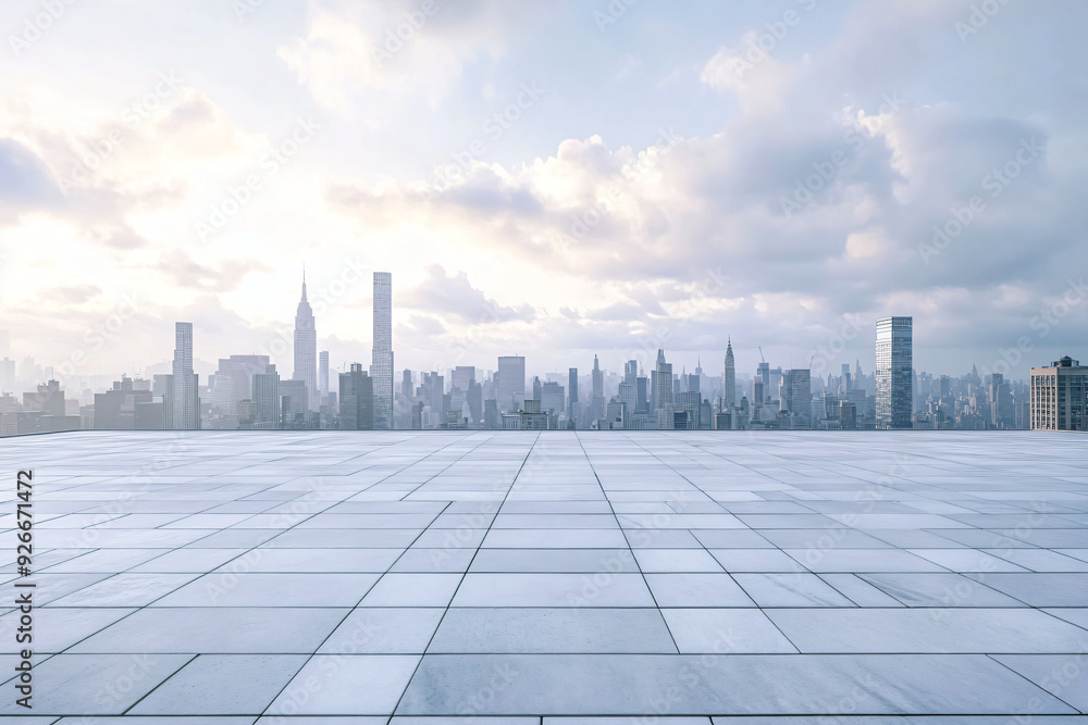 Cityscape with Empty Rooftop Terrace. Cityscape with Empty Rooftop Terrace.