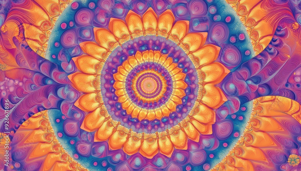 Abstract painting of a mandala flower. Abstract painting of a mandala flower.