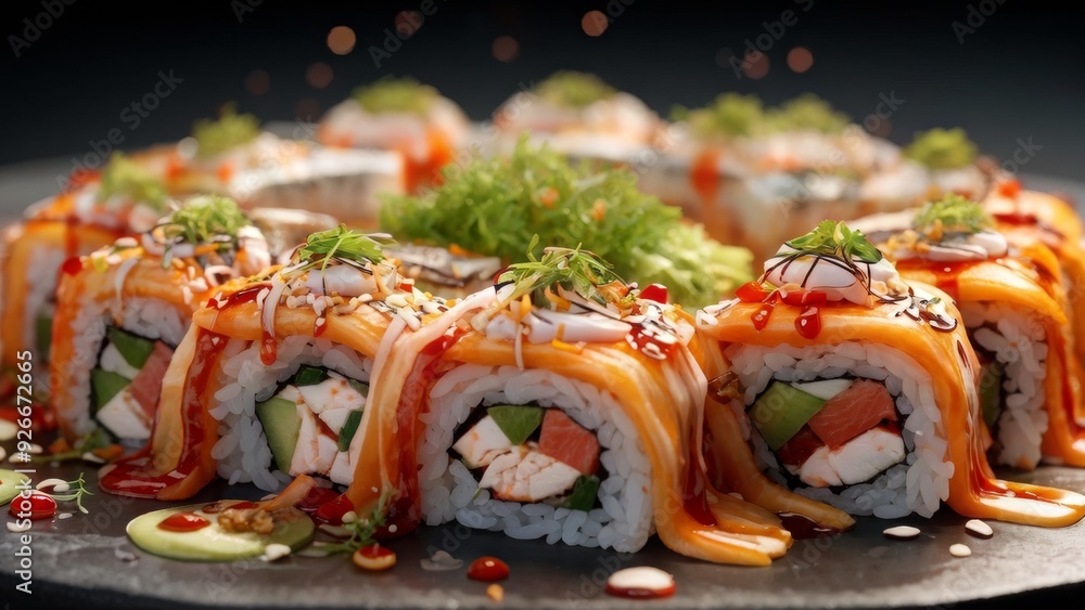 A large plate of sushi. Promotional photo. A large plate of sushi. Promotional photo.