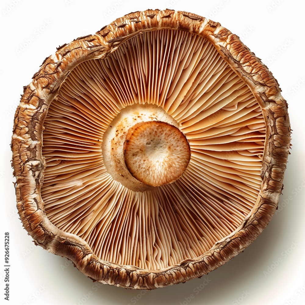 shiitake mushroom, top view, isolated, white background shiitake mushroom, top view, isolated, white background