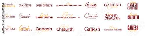 Happy Ganesh Chaturthi Typography, Ganesh Chaturthi Calligraphy Taxt for Indian Festival. Social Media Post, Web Banner, greeting cards,print,t-shirts,posters and banners