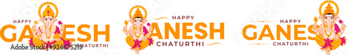 Happy Ganesh Chaturthi Typography, Ganesh Chaturthi Calligraphy Taxt for Indian Festival. Social Media Post, Web Banner, greeting cards,print,t-shirts,posters and banners