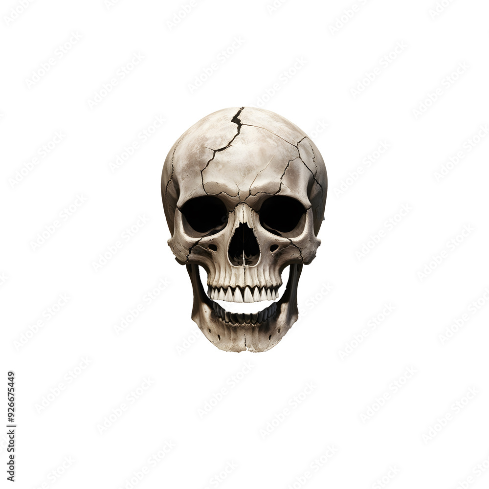 Fototapeta premium Skull in vintage stule isolated on a blank background,Generative Ai