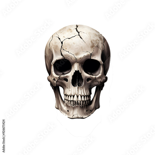 Skull in vintage stule isolated on a blank background,Generative Ai