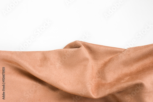 light draping of fashion fabric. Brown soft suede