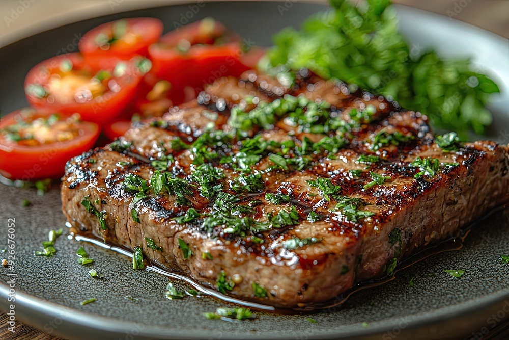 Plant-Based Steak on Sleek Plate in Minimalist Home, showcasing a modern culinary experience with vibrant colors and clean lines, emphasizing sustainable dining choices. Plant-Based Steak on Sleek Plate in Minimalist Home, showcasing a modern culinary experience with vibrant colors and clean lines, emphasizing sustainable dining choices.