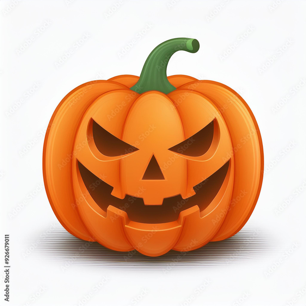 Grinning Jack-O'-Lantern with Menacing Eyes. Vibrant Cartoon Style Pumpkin Illustration Featuring Sharp Angles and Bold Shadows on a Crisp White Background, Perfect for Halloween Themed Designs Vector Grinning Jack-O'-Lantern with Menacing Eyes. Vibrant Cartoon Style Pumpkin Illustration Featuring Sharp Angles and Bold Shadows on a Crisp White Background, Perfect for Halloween Themed Designs Vector