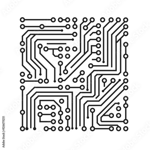 Vector illustration of a detailed electronic circuit board. Isolated stock image showcasing a technology pattern, perfect for tech, digital, and AI-related designs.